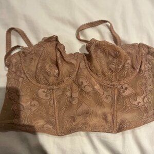 Gilligan & O‘Malley Women Longline Bridal Bralette tan Bustier Bra